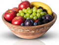 Mela Artisans Wooden Fruit Bowl – Whitewash Finish | Large 12” Mango Wood Serving Bowl with Felt Pads | Decorative bowl | Multipurpose Countertop Bowl for Breads | Salad | Fruit & More
