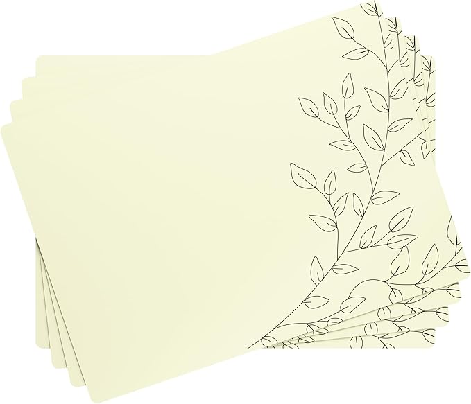 Royalty Art Ivory Boho Placemats, 4 Pc. Set, Non-Slip Cork Backed, Wipeable Heat Resistant Surface for Kitchen and Dining Table Protection, Cute Floral Pattern for Farmhouse or Rustic Decor
