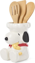 Lenox Chef Snoopy Porcelain Utensil Crock, 4-Piece | Includes 3 wooden utensils by Lenox