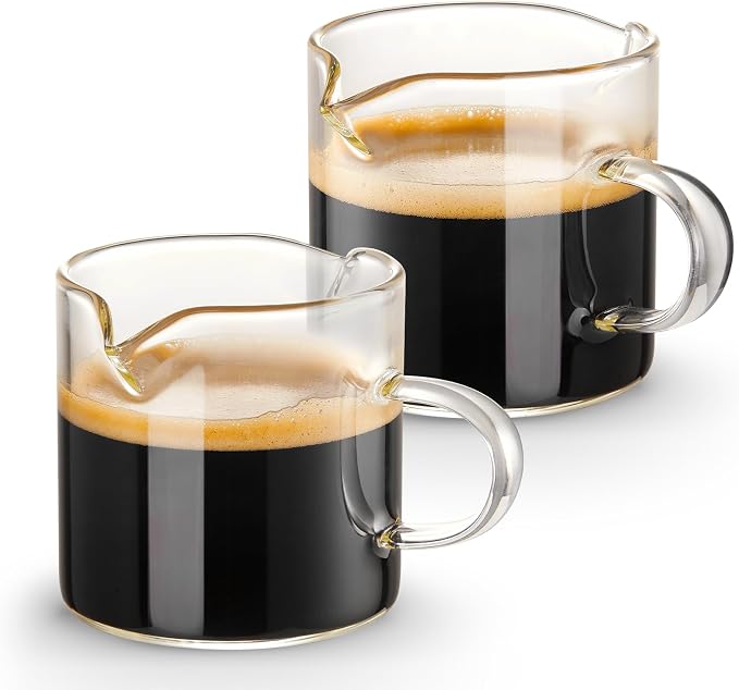 Qipecedm Espresso Cups Set of 2, 4 OZ Double Spouts Cups, Shot Glasses by Qipecedm