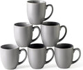 AmorArc 16 oz Coffee Mugs Set of 6, Large Ceramic Coffee Cups-Matte Gray | by AmorArc