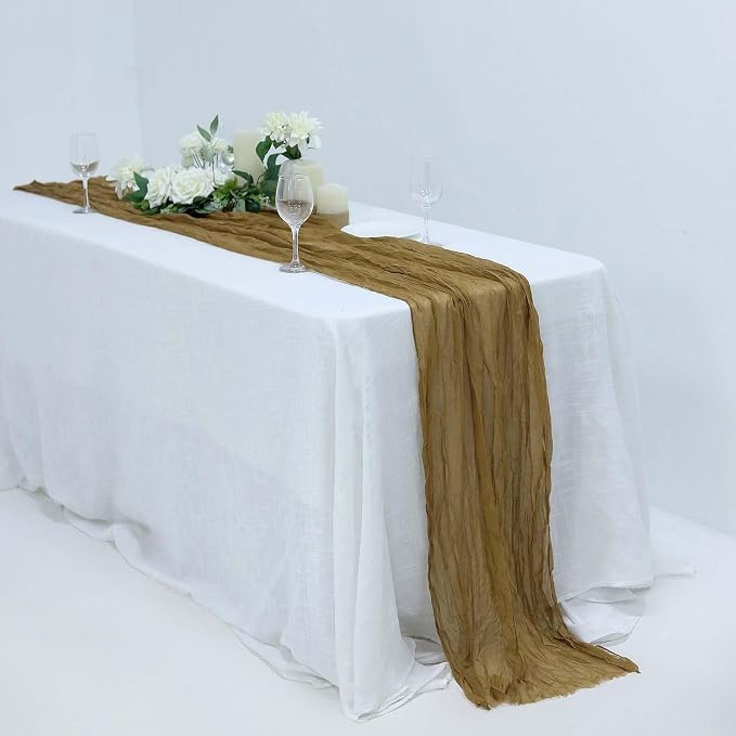 Efavormart 10ft Gold Cheesecloth Table Runner by efavormart