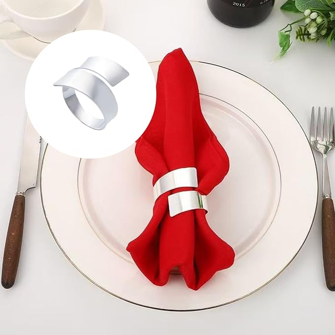 Set of 6 Elegant Silver Napkin Rings, Perfect Table Setting Decor - Image 4