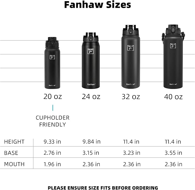Fanhaw 32 oz Insulated Stainless Steel Water Bottle - Image 6