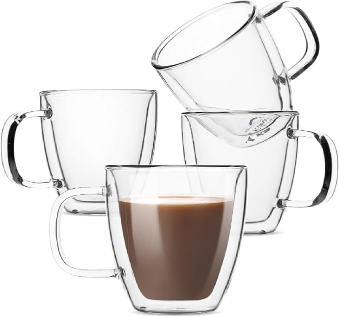 BTaT- Double Walled Espresso Cups, 5 oz, Double Wall Insulated Espresso Cups by BrewToATea