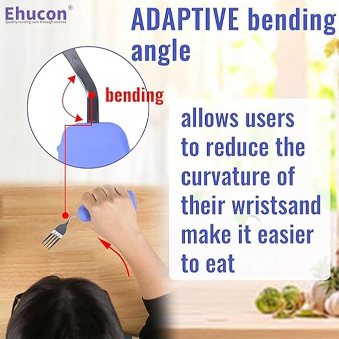 Adaptive Utensils for Hand Tremors,Weighted Utensils with Non-Slip Handle to Easy Grip for Elderly Use(Right Hand 1 pc Fork+1 pc Spoon=2 pcs, Purple)