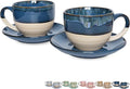 Bosmarlin Ceramic Cappuccino Cup and Saucer Set of 2, 10 Oz, Coffee Cups by Bosmarlin