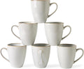 MONITO 17oz Ceramic Coffee Mugs Set of 6, Vintage White Mugs by MONITO