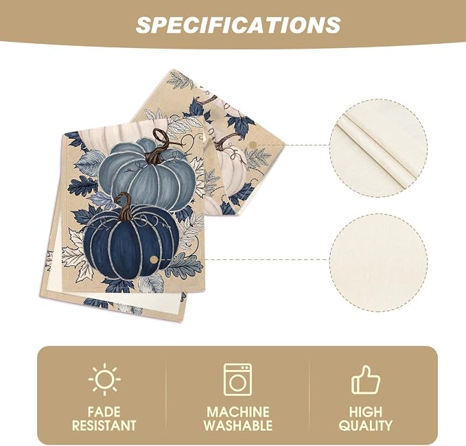 Artoid Mode 210 GSM Fall Table Runner 13x36 Inch Home Party Decor | Blue and - Image 5
