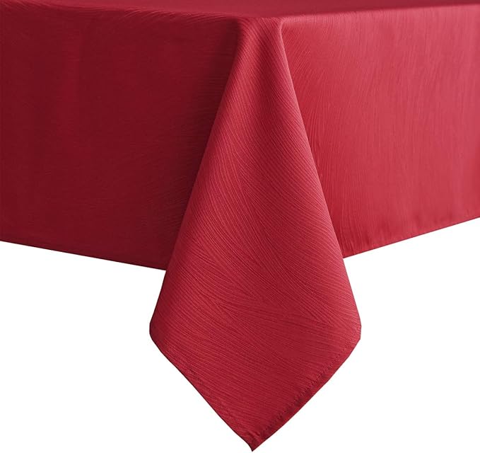 maxmill Jacquard Table Cloth Swirl Pattern Spillproof Wrinkle Resistant Heavy Weight Soft Tablecloth for Kitchen Dinning Tabletop Decoration Outdoor Picnic Rectangle 52 x 70 Inch Red