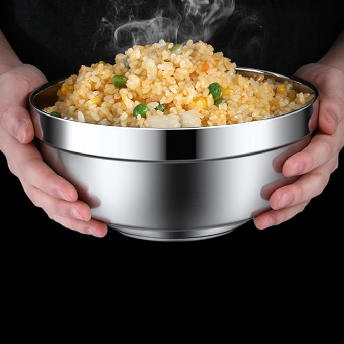 6 Pack 18/8 Stainless Steel Bowl, Double Walled Insulated Soup Bowls, 12 Oz Metal Serving Dishes Unbreakable Snack Bowl for Sauces, Rice, Noodle, Ice Cream