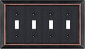 Metal Wall Plate for Electrical Outlets, Decorative Aged Bronze Switch Plates Outlet Cover, Light Switch Cover Plate, 4-Gang Wall Plates (Quad Toggle, 1 Pack)