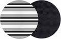 Black Gray Striped Coasters Set of 2, Contemporary Minimalist Lines Art Soft by PIEPLE