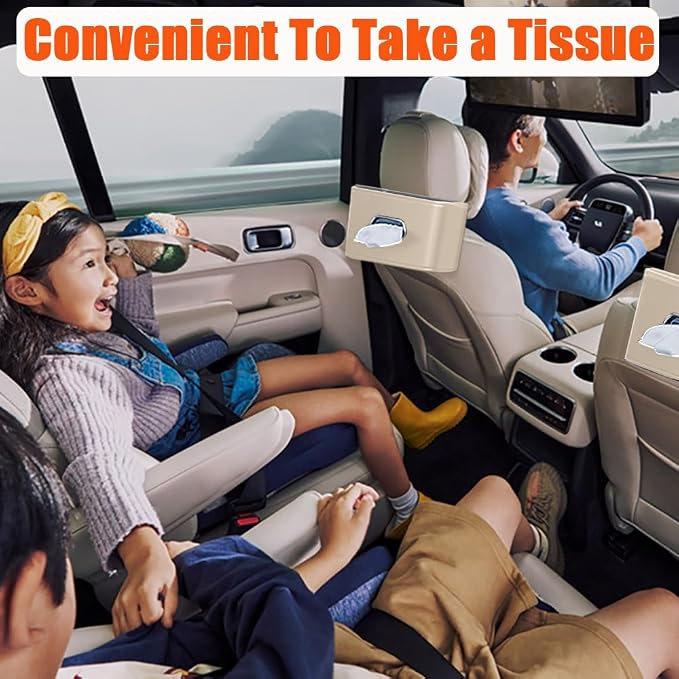 Car Tissue Holder, Car Kleenex Holder Backseat Fits 100-160 Count | Premium PU - Image 2