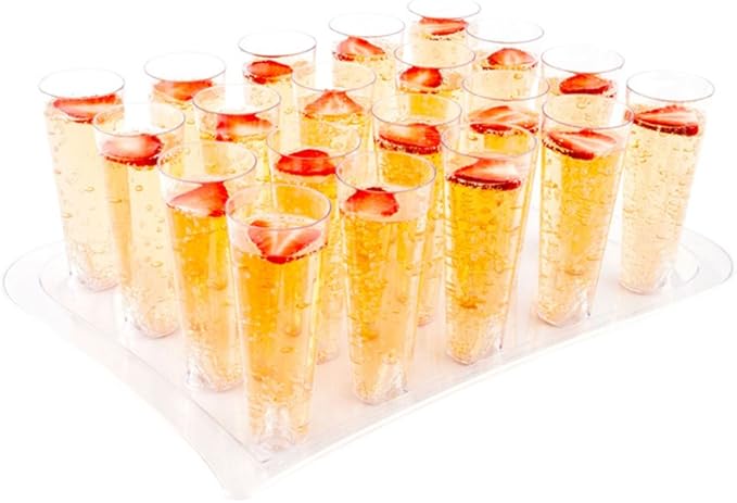 Restaurantware 4.5 Ounce Plastic Straight Wall Shooter Glasses 100 Tall Cocktail Glasses- Trays Sold Separately Clear Plastic Clear Champagne Glasses For Mimosas Sparkling Wines And Champagne