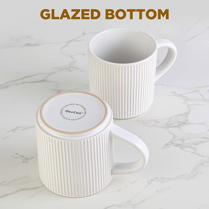DeeCoo Matte White Coffee Mugs Set of 4, 12 Ounce Mug - Image 5