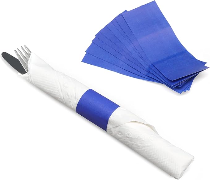 Huron Paper Napkin Bands, Self-Sealing Ring, 1 1/2" x 4 1/4" Reflex Blue (20000 pcs)