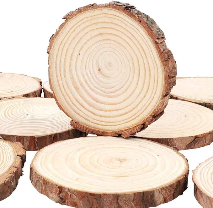 Natural Wood Slices 25Pcs 3.1-3.5 Inches Unfinished Wood Craft Kit Undrilled - Image 2