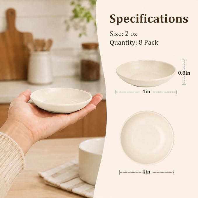 PYRMONT 2 Oz Soy Sauce Dish 8 Pcs Mini Bowls Wheat Straw Unbreakable Bowls - Image 2