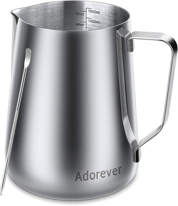 Milk Frothing Pitcher, 50oz Steaming Pitcher Stainless Steel Espresso Machine by Adorever