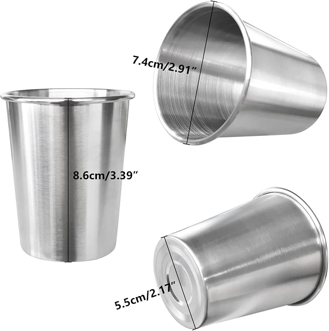 6 Pack 8 oz Stainless Steel Kids Cups, Children's Pint Cups, Stackable Metal - Image 4