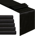 5 Pcs Black Satin Table Runners 12x108 inch Bright Satin Silk Fabric | Smooth by B-COOL