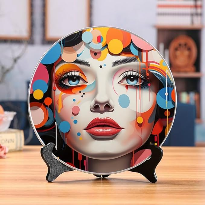 Daisy 10-inch Ceramic Decorative Plate Suitable for Living Room, Kitchen & Office, with Stand & Wall Mount Option DP-636955147