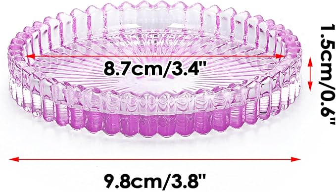 JUXYES 8 Pack Clear Purple Crystal Coasters Round Cup Mat, Glass Coasters for Drinks Coffee Tea Wine, Decorative Wine Bottle Coaster, Crystal Drink Coasters for Restaurant bar Kitchen Dining Table