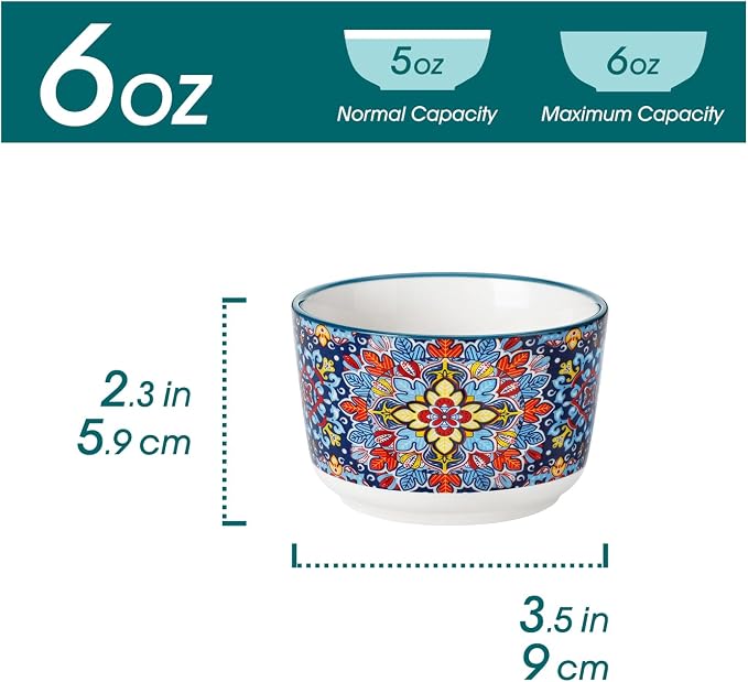 vancasso 6 Oz Ramekins Oven Safe Set of 6, Ceramic Baking Souffle Dishes | - Image 2