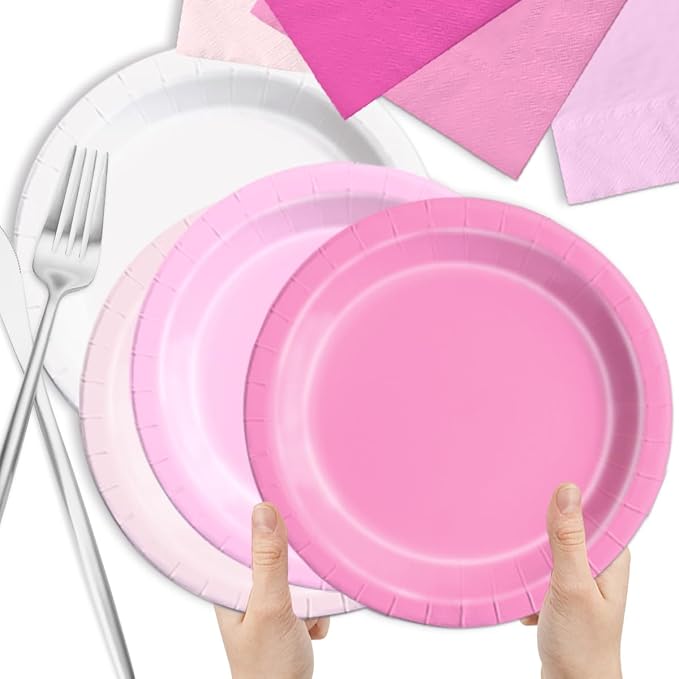CMUSKO Pink Birthday Decorations-60Pcs Light Pink Plates and Napkins Kit Girls - Image 5