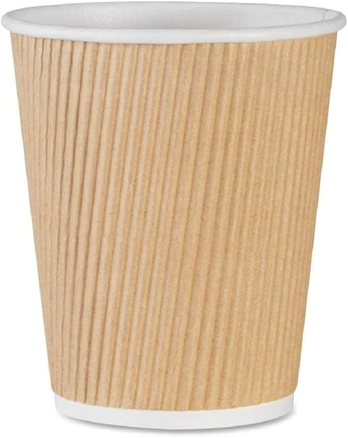 NYHI 150 8 oz Ripple Kraft Paper Cups Brown Hot Cold 3 Layer Rippled Small - Image 3
