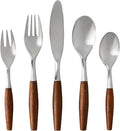 5-Piece Teak Retro Nordic 304 Stainless Steel Flatware Set – Elegant Silverware by Unknown