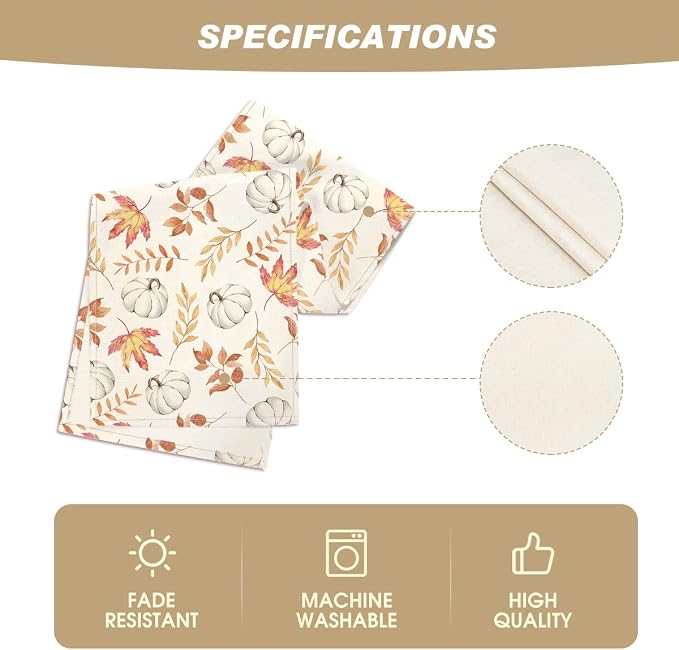 Artoid Mode 210 GSM Fall Table Runner 13x90 Inch Home Party Decor | Orange - Image 5