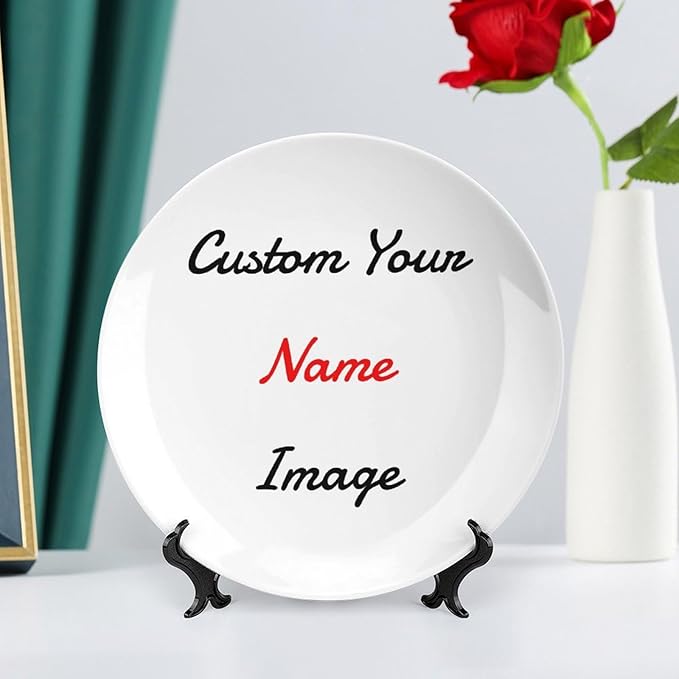 Personalized Ceramic Decorative Plate Customizable Photo Text Logo Printed for Wall Hanging or Table Decor Perfect Memorial Gifts for Anniversary or Birthday CP-144696754248036