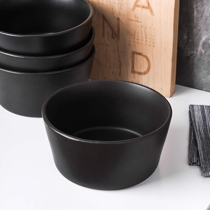 Stone Lain Stoneware Bowls Set, Matte Black, 22.5 fl oz - Image 5