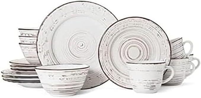 Pfaltzgraff Trellis White 16-Piece Stoneware Dinnerware Set, Service by Pfaltzgraff