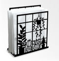 Potted Plant Decorative Black Metal Napkin Holder for Table, 4.9"x5.3"x1.9" Window Sill Hanging Basket Standing Napkin Holder for Home Kitchen Restaurant Picnic Party Coffee Bar Dining Room
