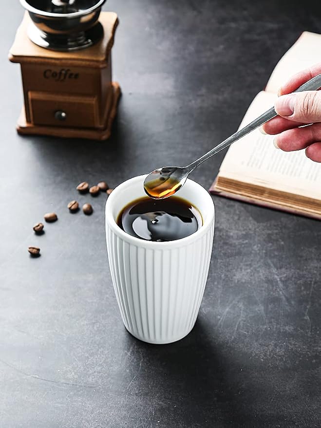 Sizikato 2pcs Pure White Porcelain Tumbler, 9 Oz Drinking Cup Coffee Cup - Image 4