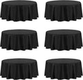 PureFit 6 Pack Round Black Table Cloths 90 Inch for Round Tables, Stain and Wrinkle Resistant Table Linens for Home Use, Wedding, Party, Banquet and Camping