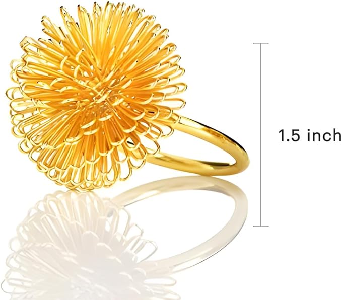 Decozen Set of 12 Gold Napkin Rings in Floral Design, Festive, Table Decor Setting for Holiday, Wedding, Birthday, Kitchen, Home Decor, Housewarming Gift - Thanksgiving & Christmas Gift Decoration
