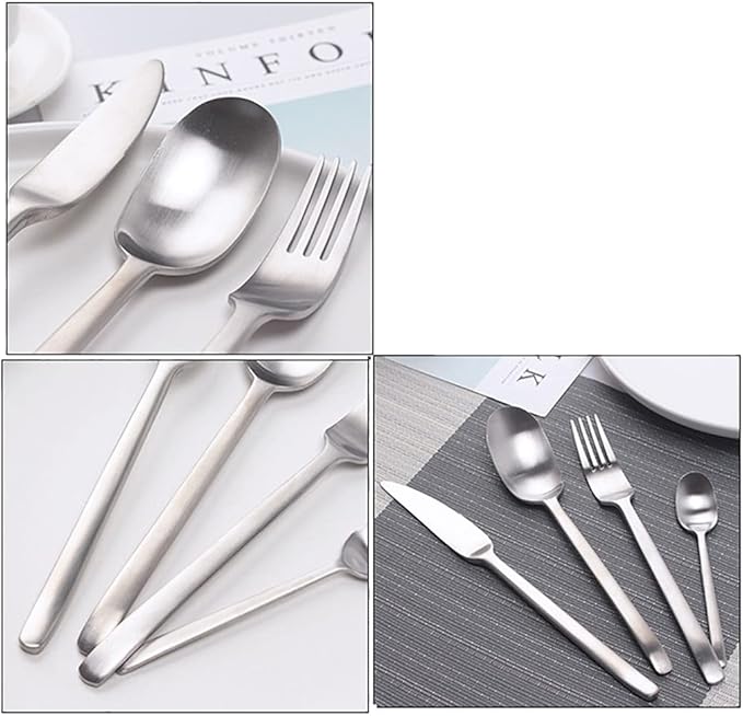 Matte Silverware Set for 14 Stainless Steel Flatware Set Light Luxury Vintage Style 56 Piece Cutlery Tableware Utensils Set Include Knives Forks and Spoons for Home Kitchen Restaurant Christmas