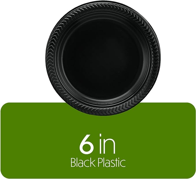 PLASTICPRO 800 PCS Black Plastic Plates Light Weight 6 Inch Plastic Dessert - Image 5