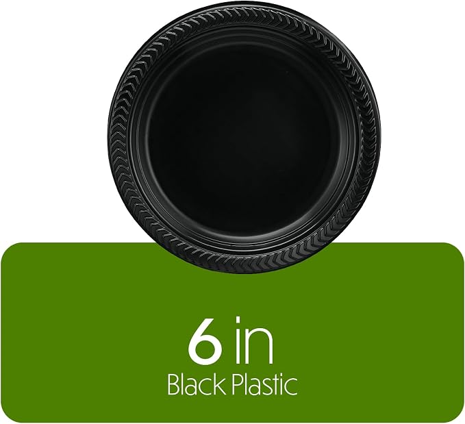 PLASTICPRO 200 PCS Black Plastic Plates Light Weight 6 Inch Plastic Dessert - Image 5
