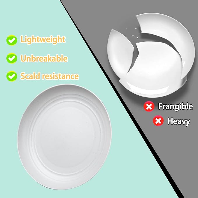 Rubtlamp 24Pcs Kitchen Plastic Wheat Straw Dinnerware Set, Dinnerware Sets - Image 3