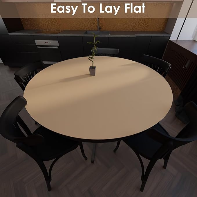Round Table Pad, 1.8mm Thick, 30 Inch Diameter Leather Table Cover and Protector, Light Brown+Gray