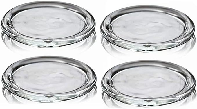 4 Pack Glass Candle Holder 4" Clear Beautiful Transparent Round Candle Plate… by Cumuiu