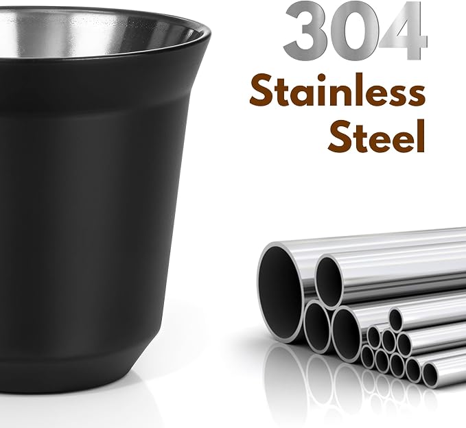 RECAPS 80ml Stainless Steel Espresso Cups Set | 2 Pack Double Wall 304 - Image 4