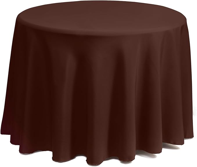 Gee Di Moda Round Tablecloth - 120 Inch Chocolate Round Table Cloth for 60 to 96 Inch Round Tables - Heavy Duty Washable Fabric - for Buffet Table, Holiday Party, Dinner, Wedding & Baby Shower