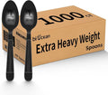 1000 Count Disposable Plastic Spoons Heavy Duty Plastic Spoons Bulk Black Heavy by Biocean