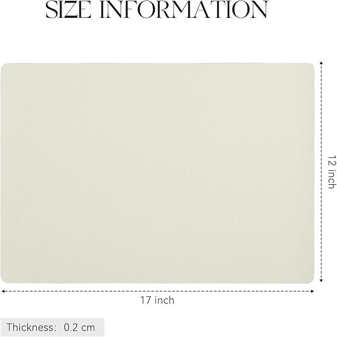 MOSAYT Vinyl Placemats Set of 8, Heat Resistant Place Mats 100% Waterproof Washable & Wipeable Faux Leather Reversible Table Mats for Kitchen Dining Party Indoor Outdoor, 12" x 17", Beige